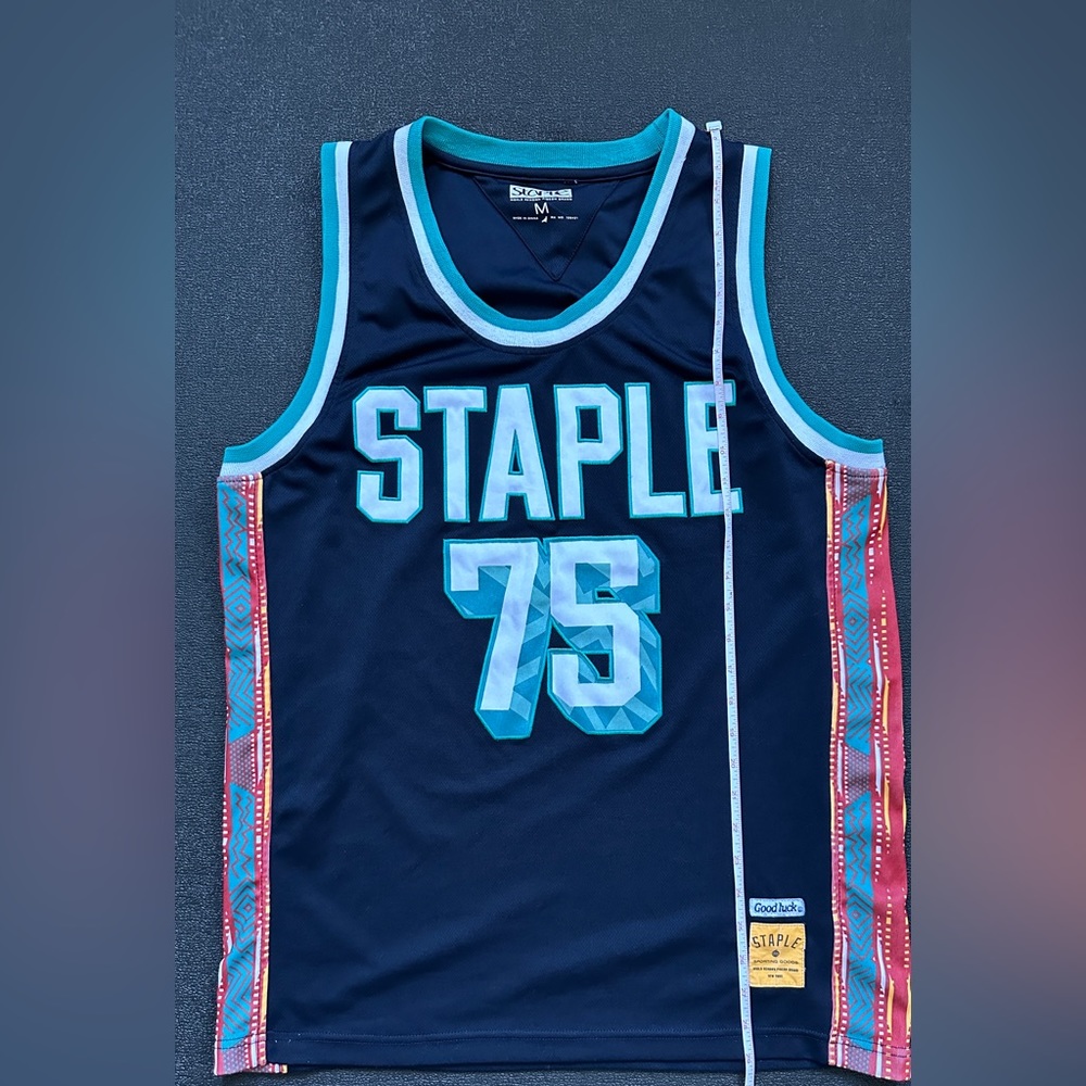 Staple Pigeon Basketball Jersey Tank Top Men’s Medium Black Teal - Picture 4 of 6